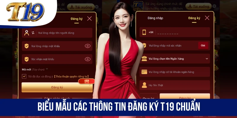 Biểu mẫu các thông tin đăng ký T19 chuẩn